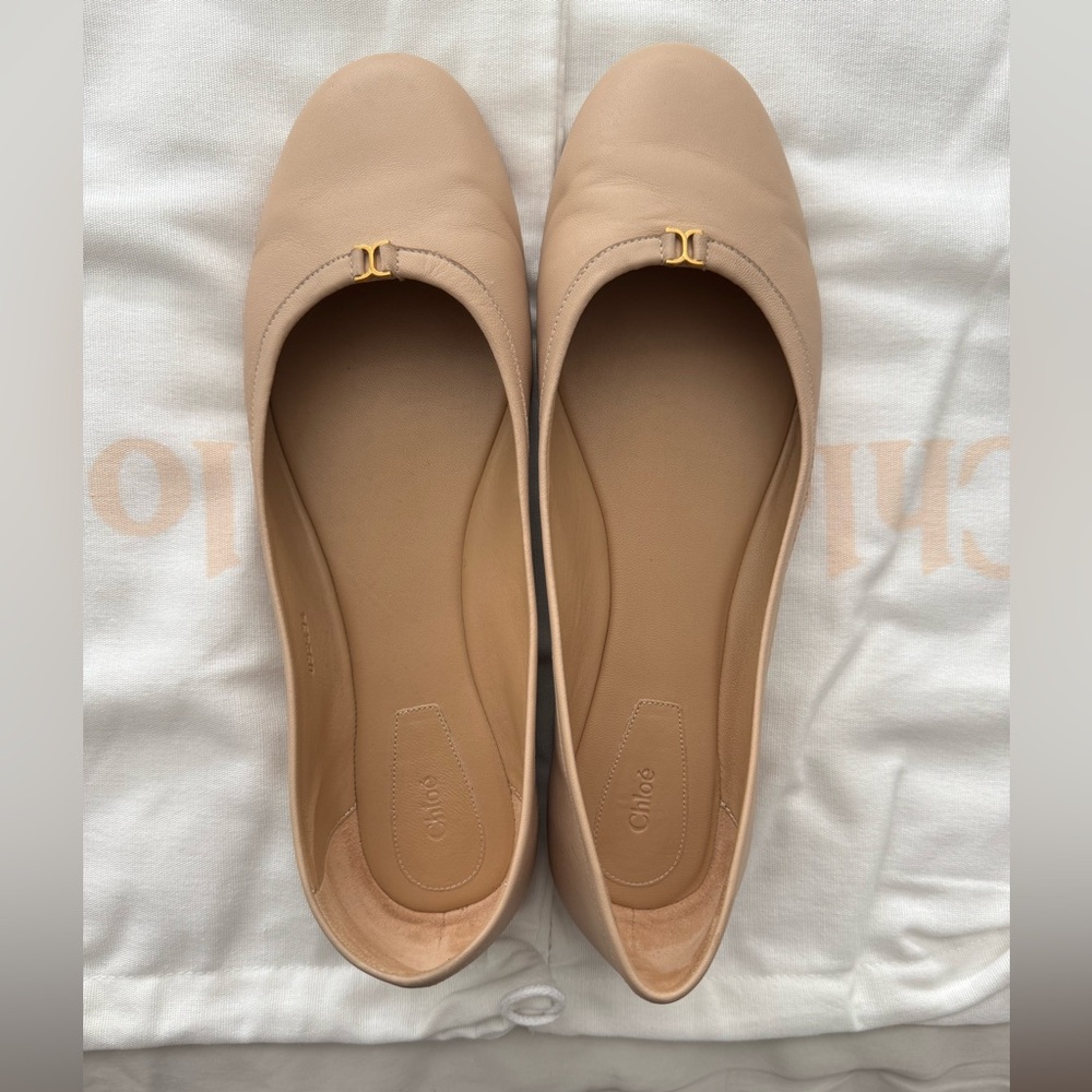 Chloe Marcie Nude Leather Ballerina Flats